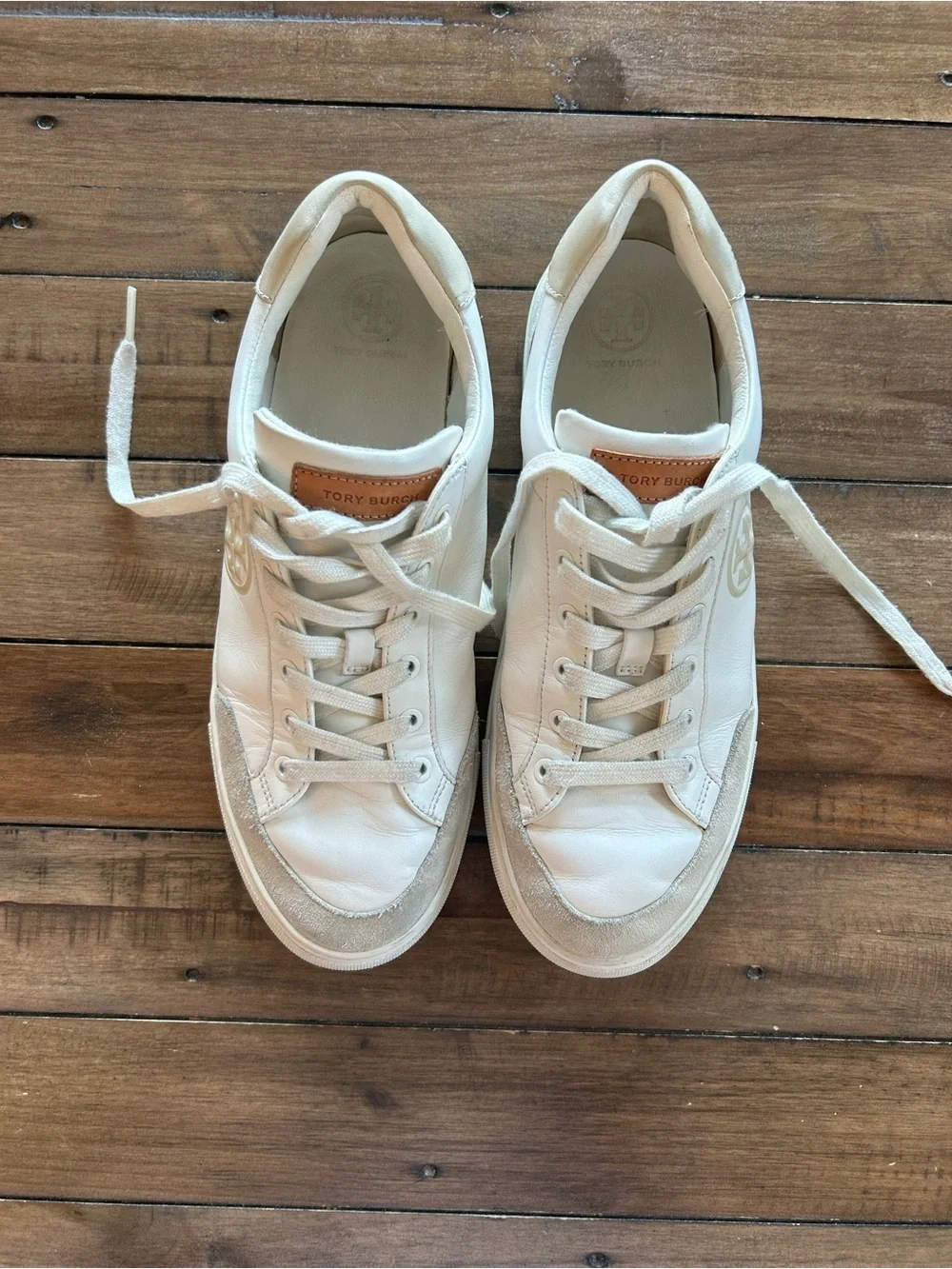 Tory Burch Bari Nappa Colorblock White Sneakers 9.5